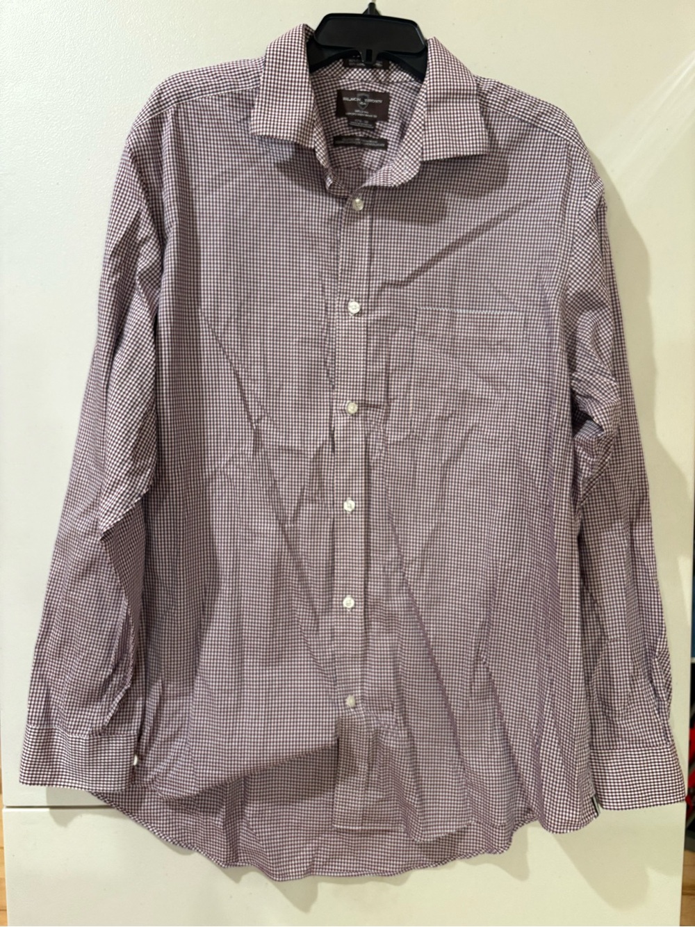 Black Brown 1826 Men's Lilac Micro-Check Dress Shirt